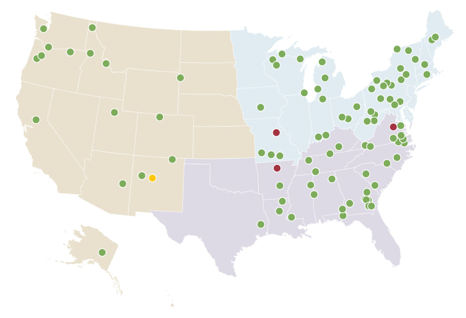 Produzione pellet Stati Uniti. Mappa Settembre 2019