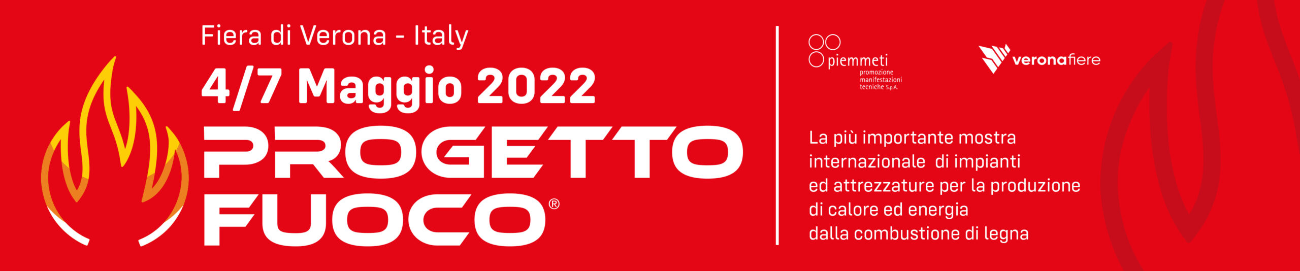 Banner ufficiale Fiera Progeto Fuoco 2022 sul pellet